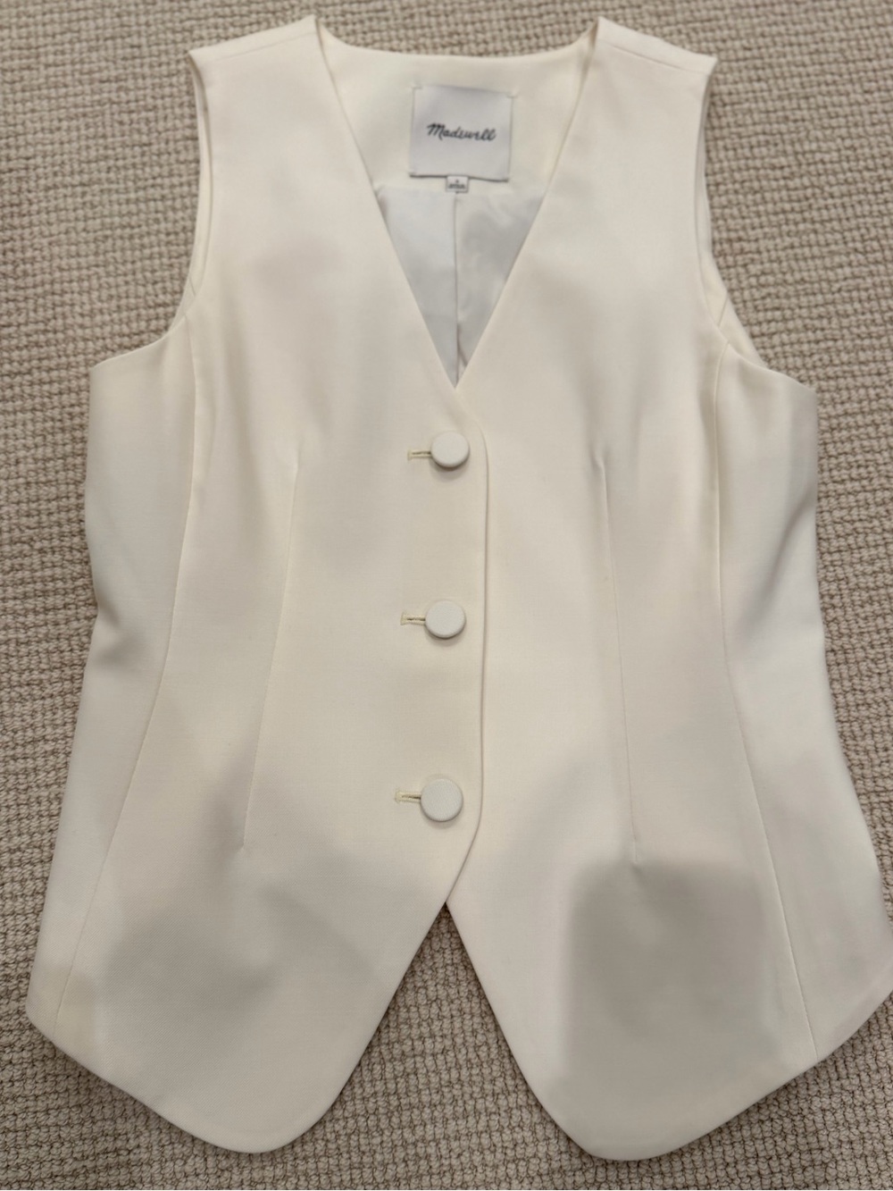 Madewell Ivory Button-Front Tailored Vest